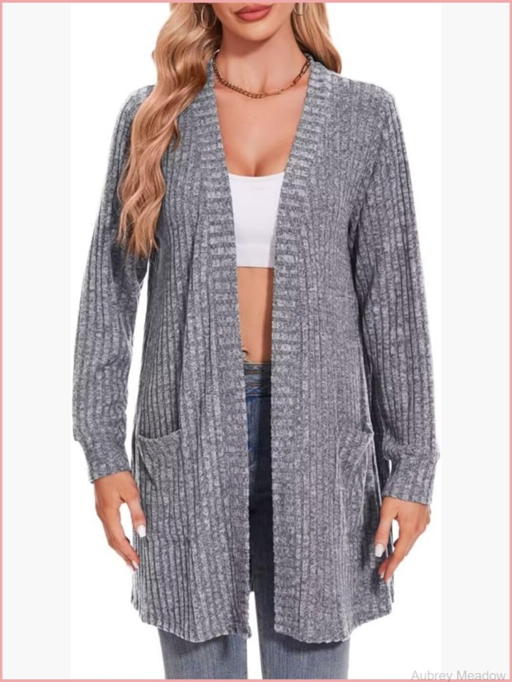 Oversized Plus Size Open Front Cardigan Sweater with Pockets